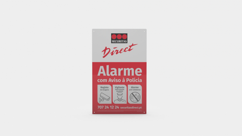 Placa dissuasória alarme
